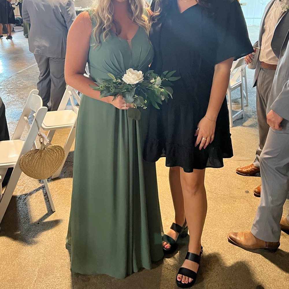 Azazie Dress Size 12 Gina Eucalyptus Green Maxi Chiffon Bridesmaid